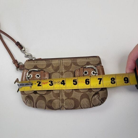 Vtg Y2K Coach Signature Monogram Wristlet Brown Tan Purse Handbag - Picture 4 of 9